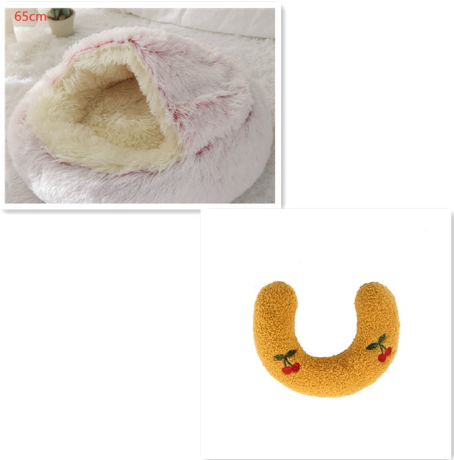 2 In 1 Pet Round Plush Warm Bed