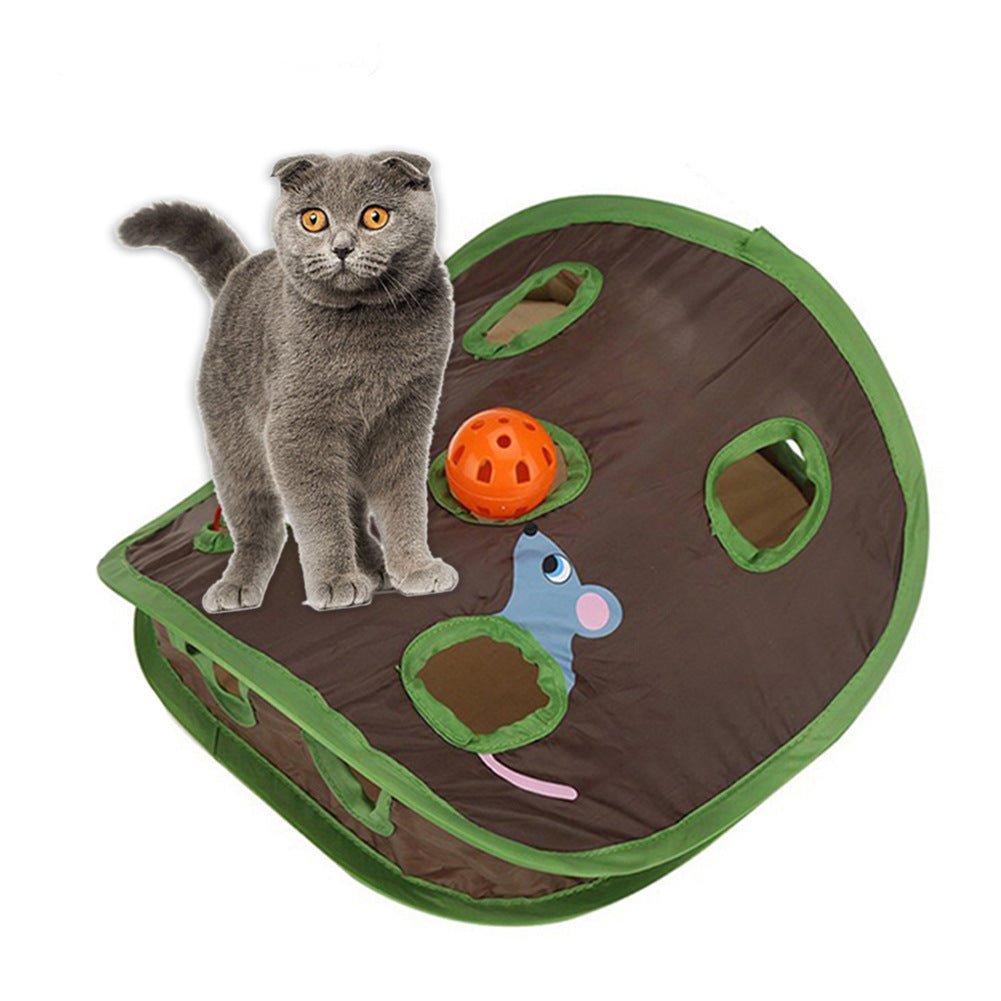 Cat Interactive Hide Seek Game 9 Holes Tunnel Mouse Hunt Intelligence Toy