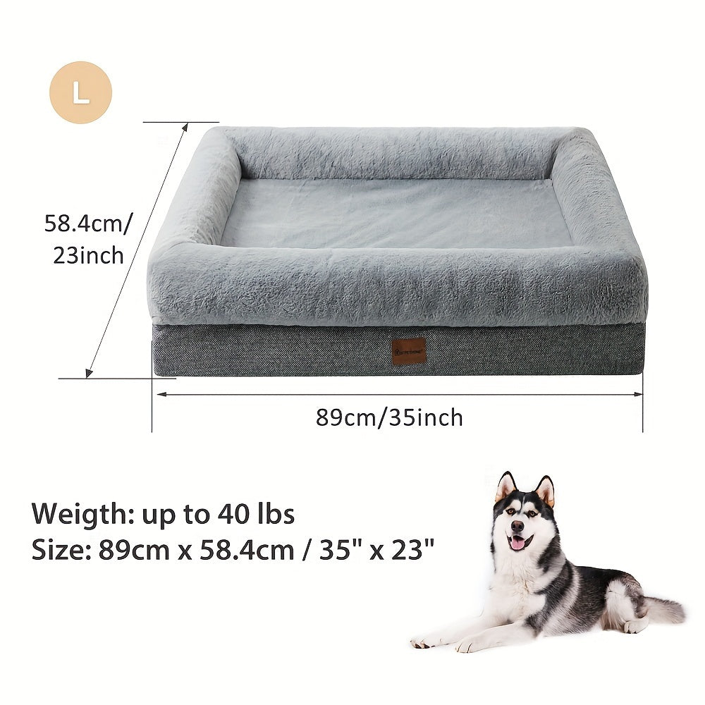 Extra Large Plush Orthopedic Dog Bed with Bolster