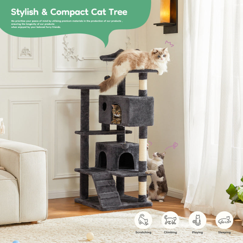54 Inch Cat Tree/ Indoor Cat High-Rise Multi-Story Tower
