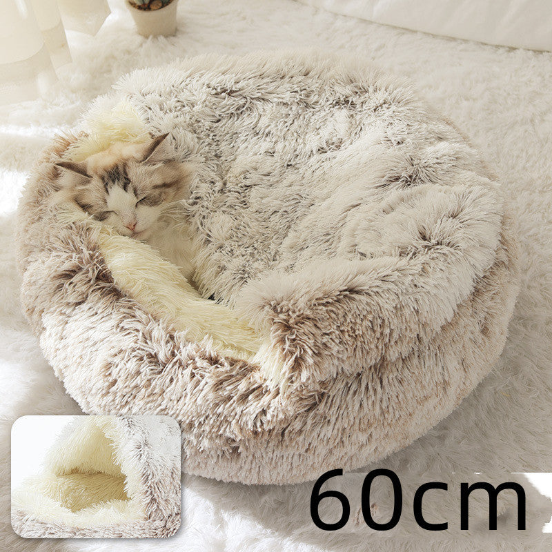 2 In 1 Pet Round Plush Warm Bed