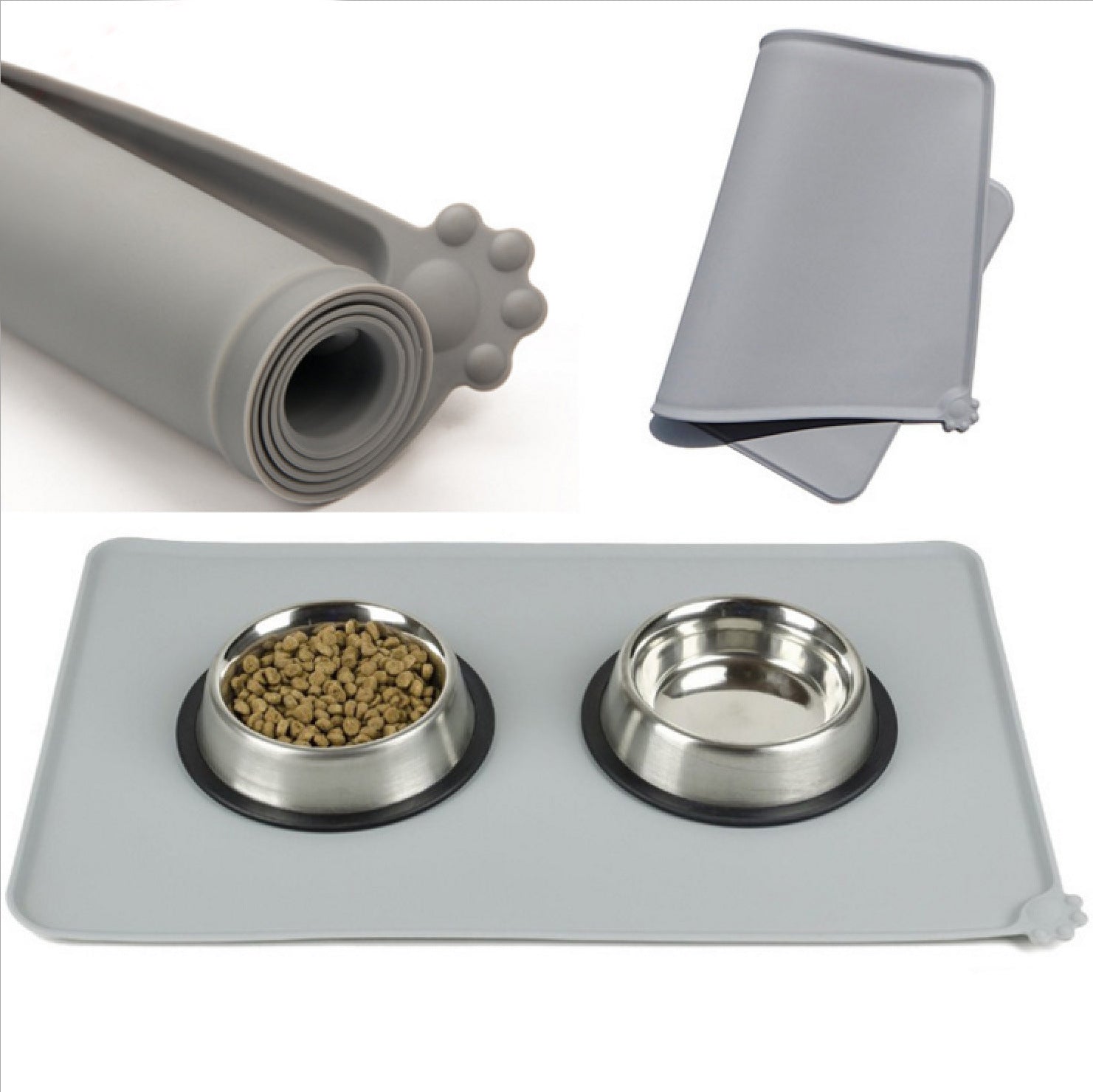Waterproof Pet Food Mat/ Silicone Spill Mat (Size/ Color Options)