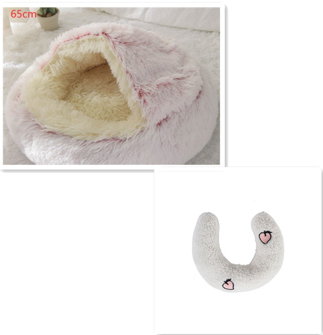 2 In 1 Pet Round Plush Warm Bed