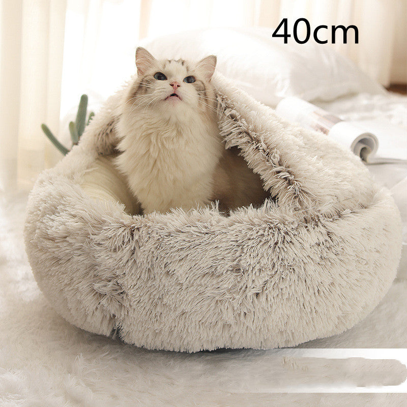 2 In 1 Pet Round Plush Warm Bed