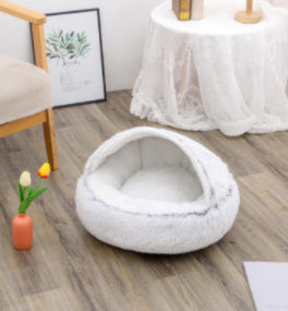 2 In 1 Pet Round Plush Warm Bed
