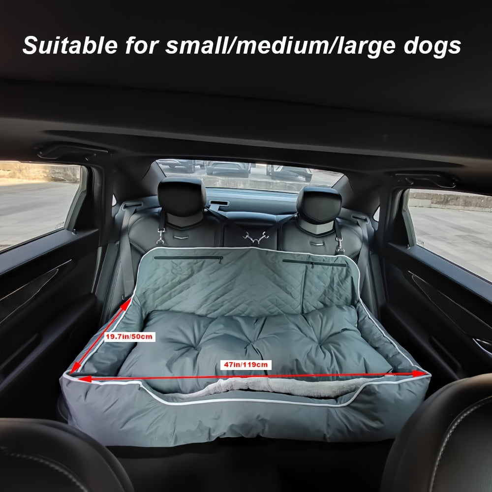Large Dog Car Seat – Travel Bed with Safety Tethers