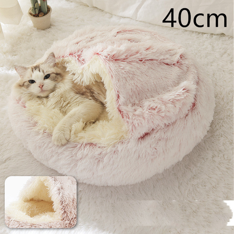 2 In 1 Pet Round Plush Warm Bed