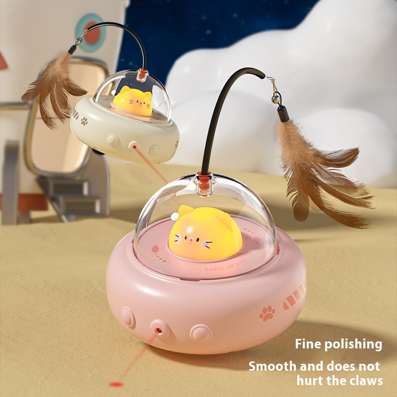 Smart Electric UFO Cat Teaser Toy with Feather and Bell