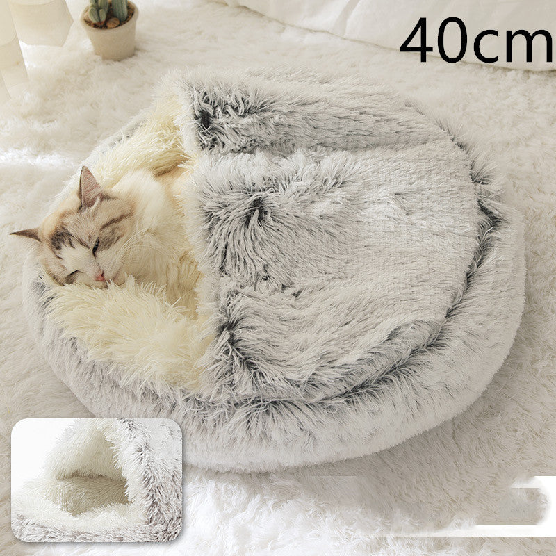 2 In 1 Pet Round Plush Warm Bed
