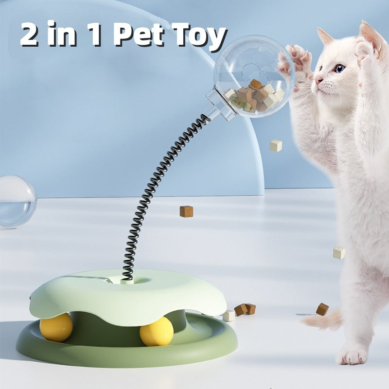 2-in-1 Cat Toy – Interactive Turntable & Treat Dispenser