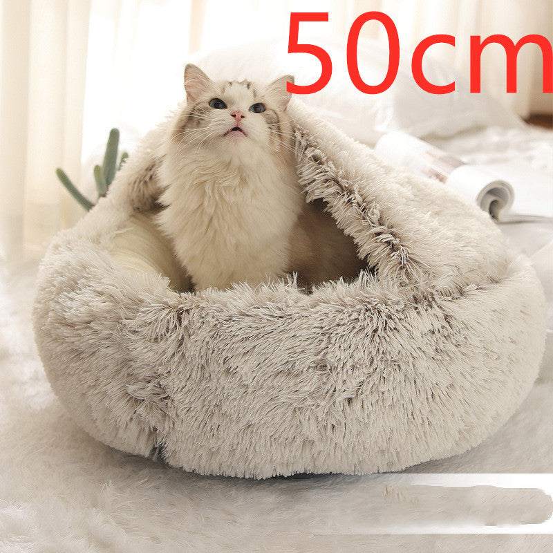 2 In 1 Pet Round Plush Warm Bed