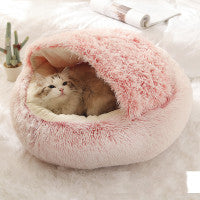 2 In 1 Pet Round Plush Warm Bed