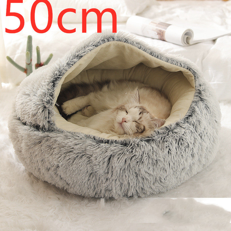 2 In 1 Pet Round Plush Warm Bed