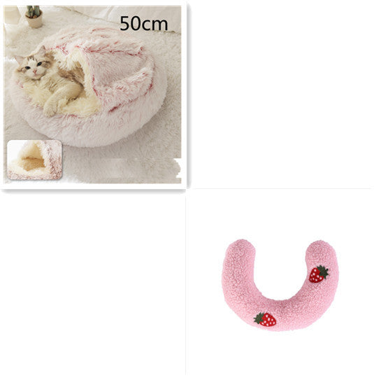 2 In 1 Pet Round Plush Warm Bed