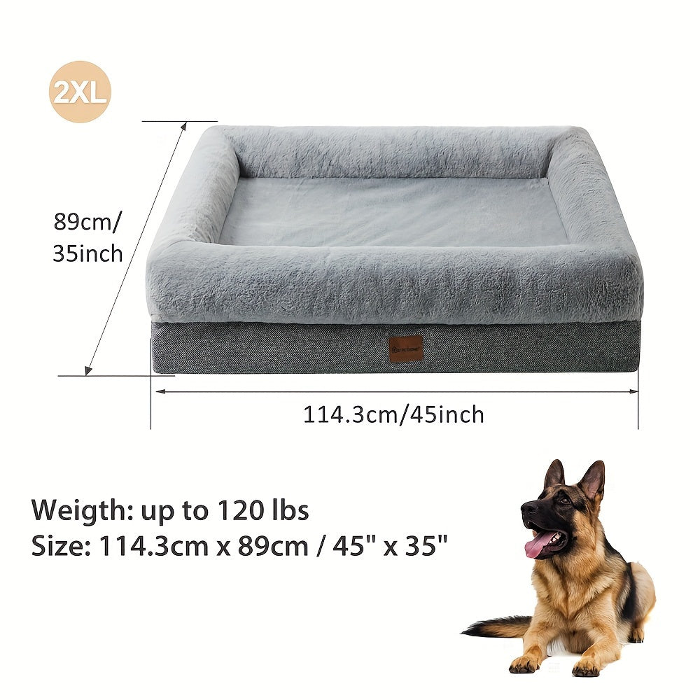 Extra Large Plush Orthopedic Dog Bed with Bolster