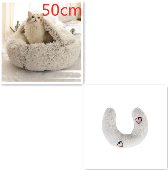2 In 1 Pet Round Plush Warm Bed