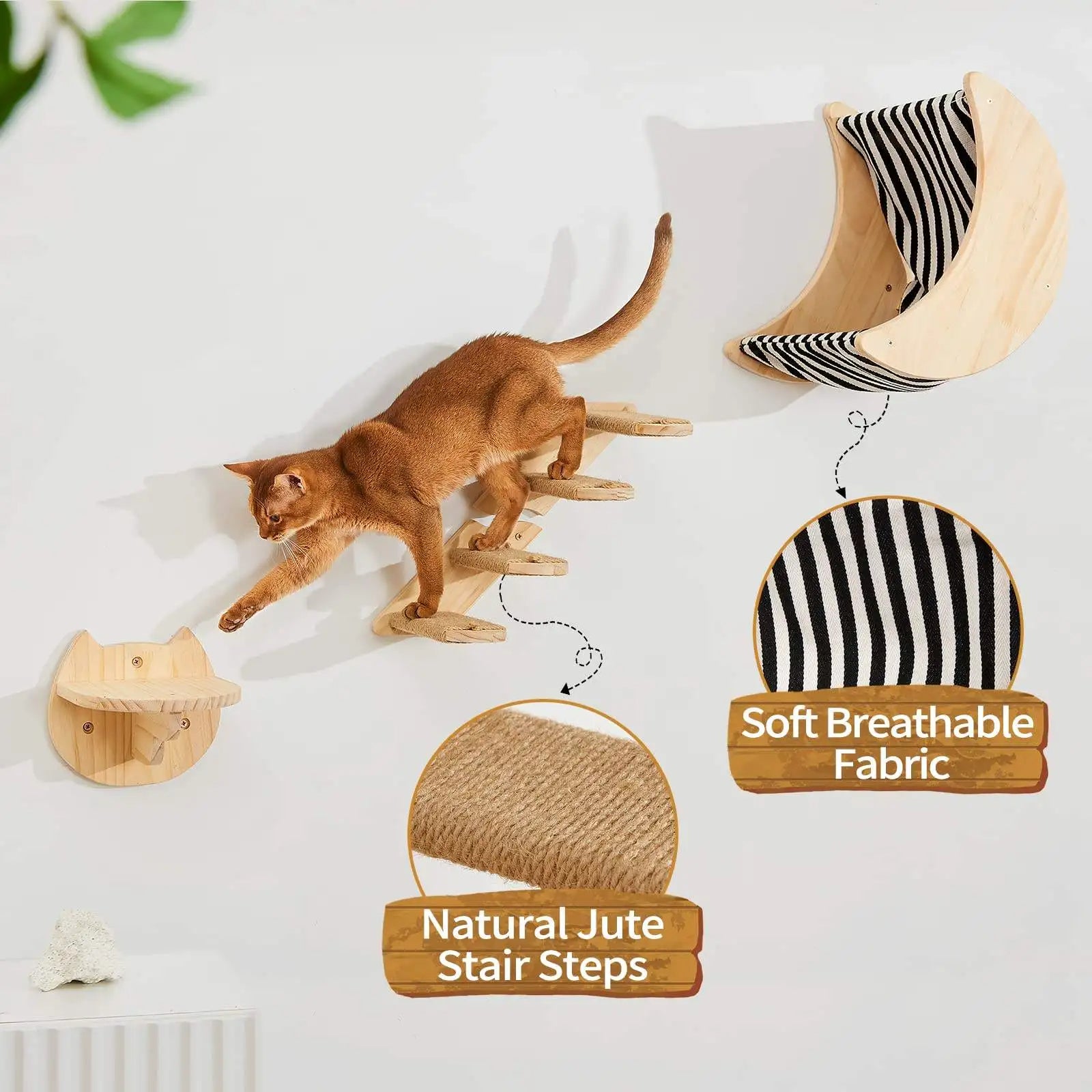 Wall-Mounted Cat Shelves & Climbing Set
