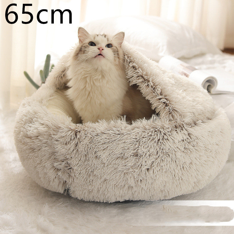 2 In 1 Pet Round Plush Warm Bed