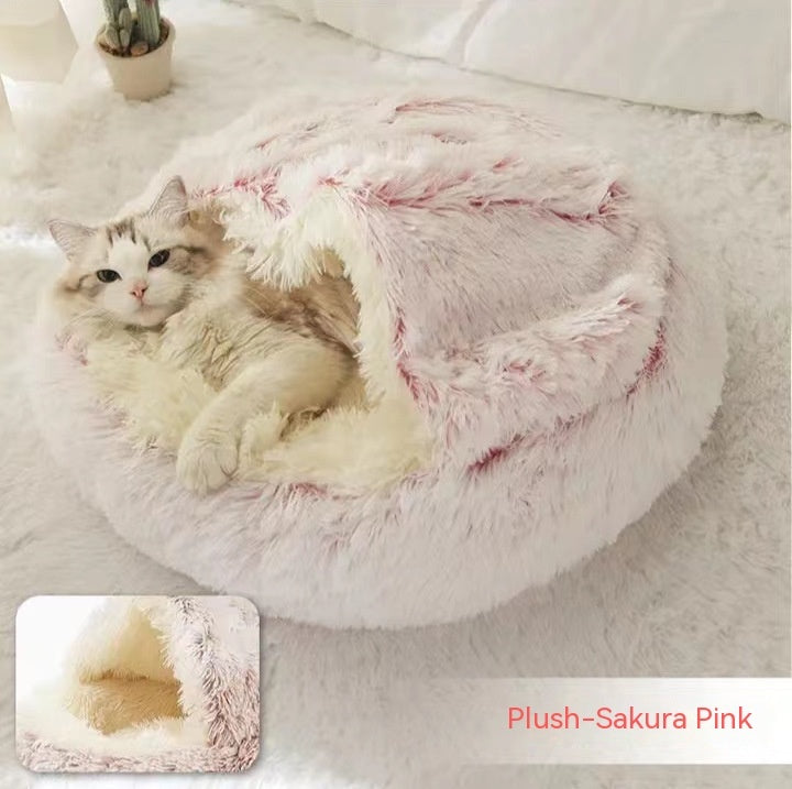 2 In 1 Pet Round Plush Warm Bed