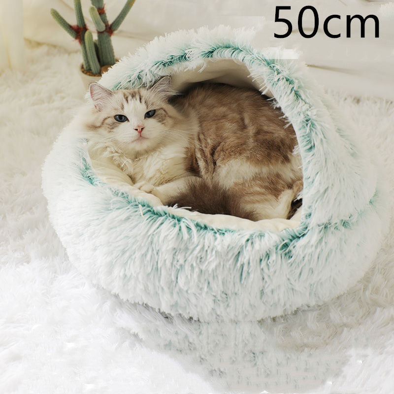 2 In 1 Pet Round Plush Warm Bed