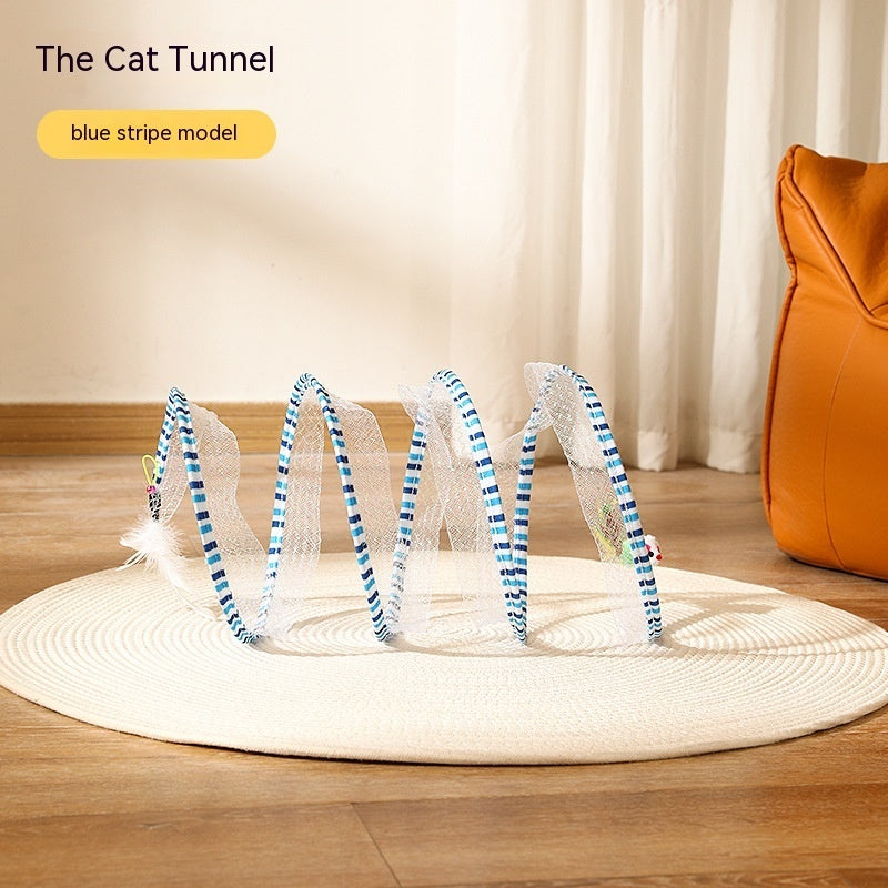 Foldable S-Type Cat Tunnel with Spring and Mouse Toy