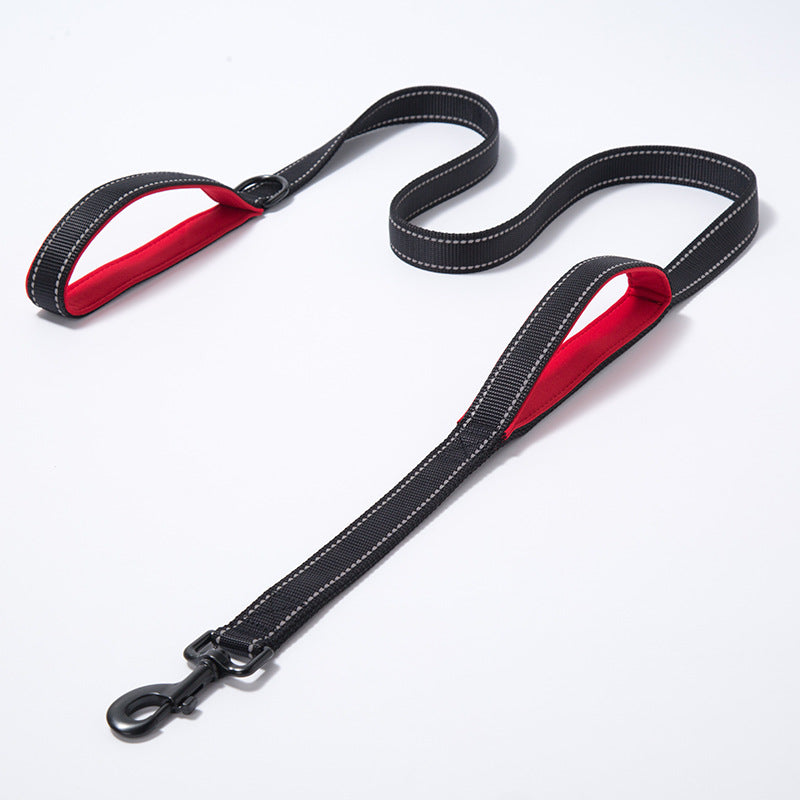 Nylon Double Handle Thickened Reflective Dog Leash (Color/ Size Options)