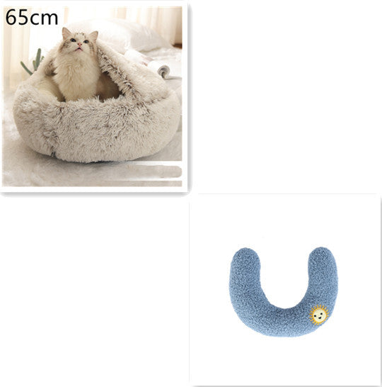 2 In 1 Pet Round Plush Warm Bed