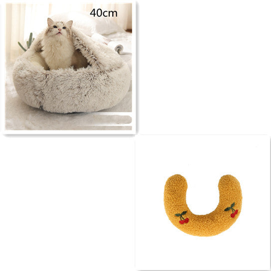 2 In 1 Pet Round Plush Warm Bed