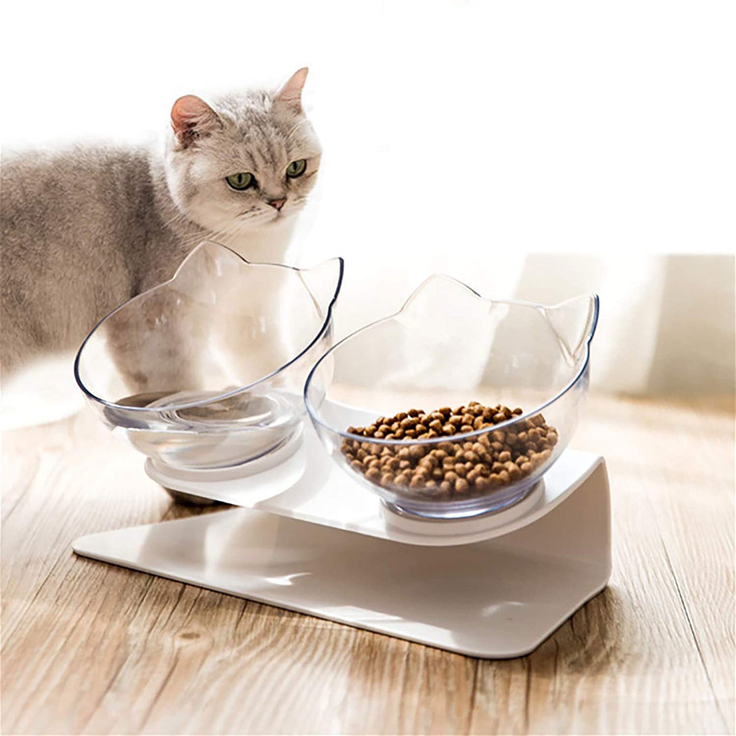 Non Slip Double Cat Bowl With Raised Stand Pet Food