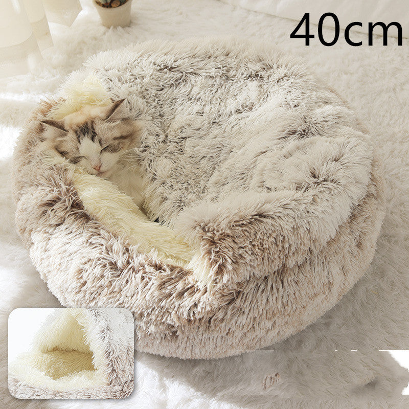 2 In 1 Pet Round Plush Warm Bed