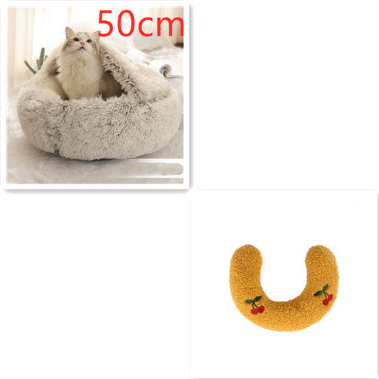 2 In 1 Pet Round Plush Warm Bed