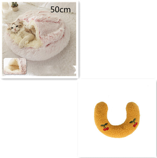 2 In 1 Pet Round Plush Warm Bed