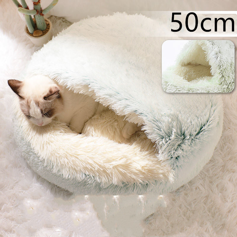 2 In 1 Pet Round Plush Warm Bed