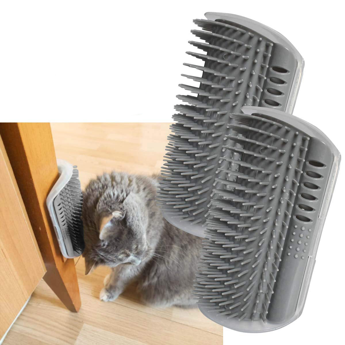 Cat Self Groomer Arch and Wall Corner Brush for Shedding and Massage