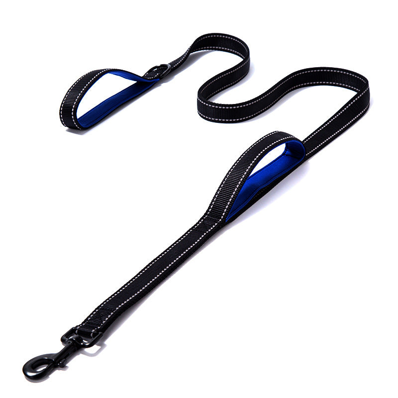 Nylon Double Handle Thickened Reflective Dog Leash (Color/ Size Options)