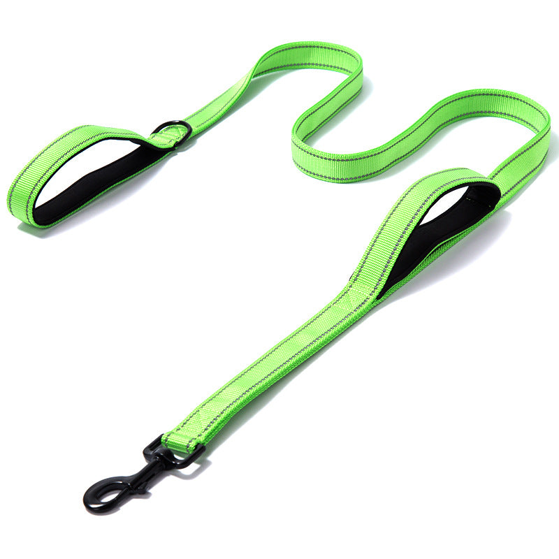 Nylon Double Handle Thickened Reflective Dog Leash (Color/ Size Options)