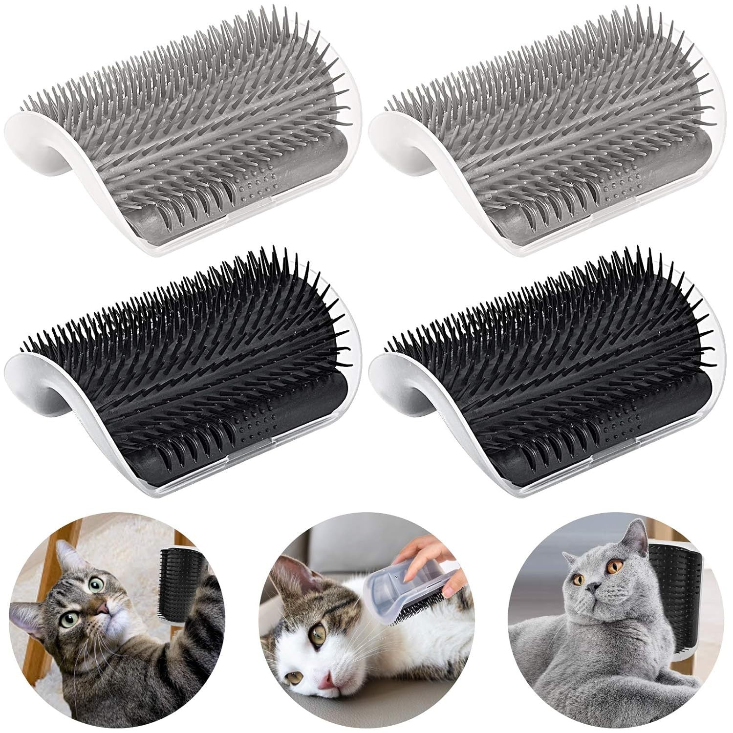 Cat Self Groomer Arch and Wall Corner Brush for Shedding and Massage