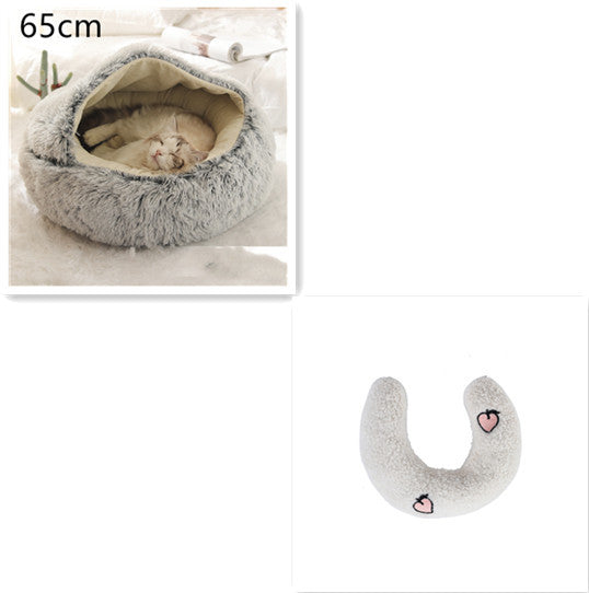 2 In 1 Pet Round Plush Warm Bed
