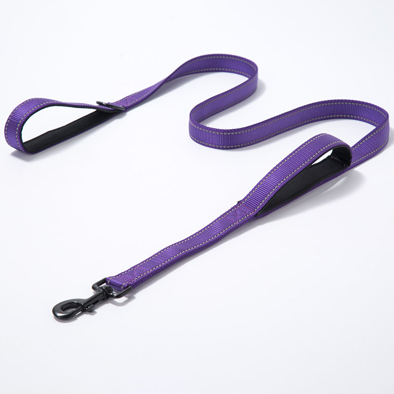 Nylon Double Handle Thickened Reflective Dog Leash (Color/ Size Options)