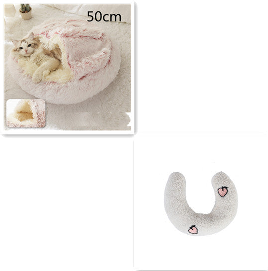 2 In 1 Pet Round Plush Warm Bed
