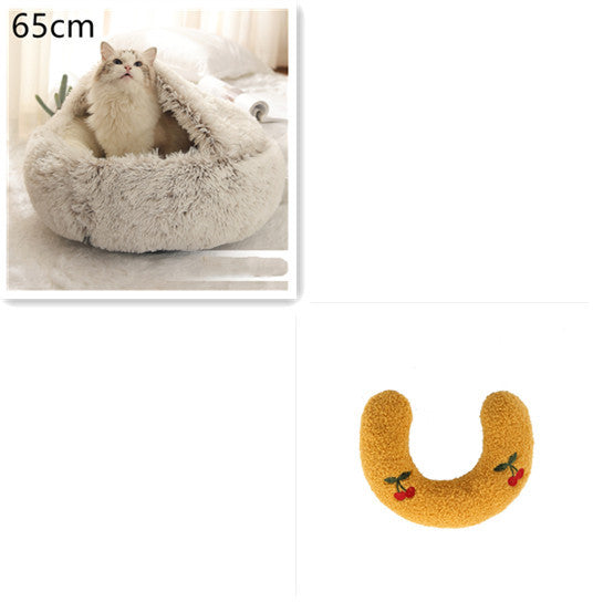 2 In 1 Pet Round Plush Warm Bed