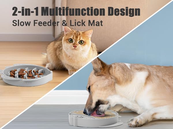 Coomazy Silicone Slow Feeder Dog Cat Bowls
