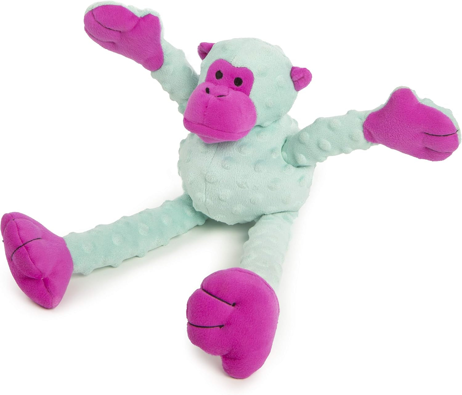 Crazy Tugs Large Turquoise Monkey Squeaky Plush Tug Dog Toy with Chew Guard Technology