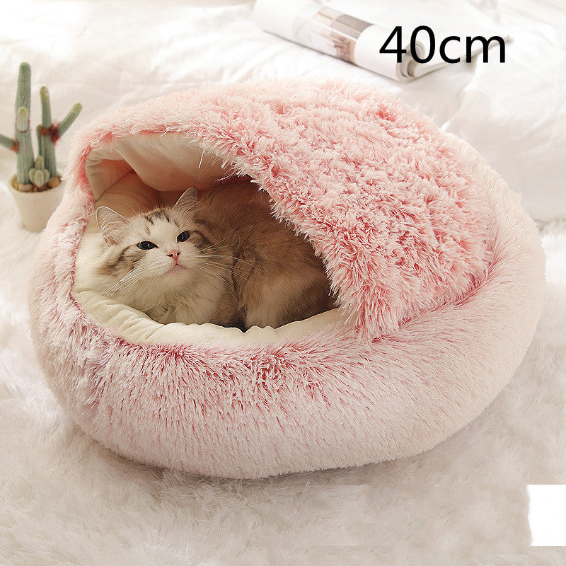2 In 1 Pet Round Plush Warm Bed
