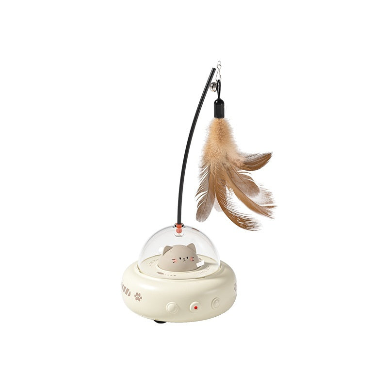 Smart Electric UFO Cat Teaser Toy with Feather and Bell