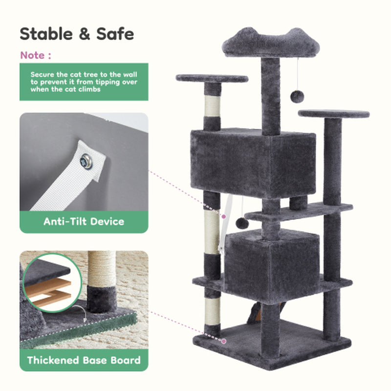 54 Inch Cat Tree/ Indoor Cat High-Rise Multi-Story Tower
