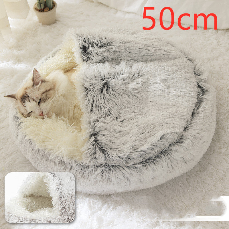 2 In 1 Pet Round Plush Warm Bed