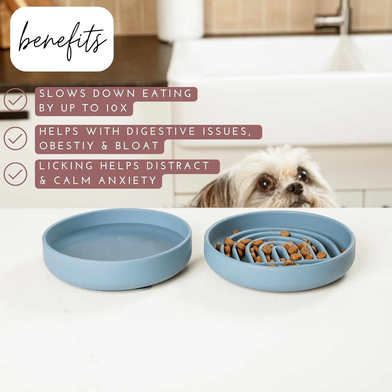 Beige Silicone Slow Feeder Bowl for Pets