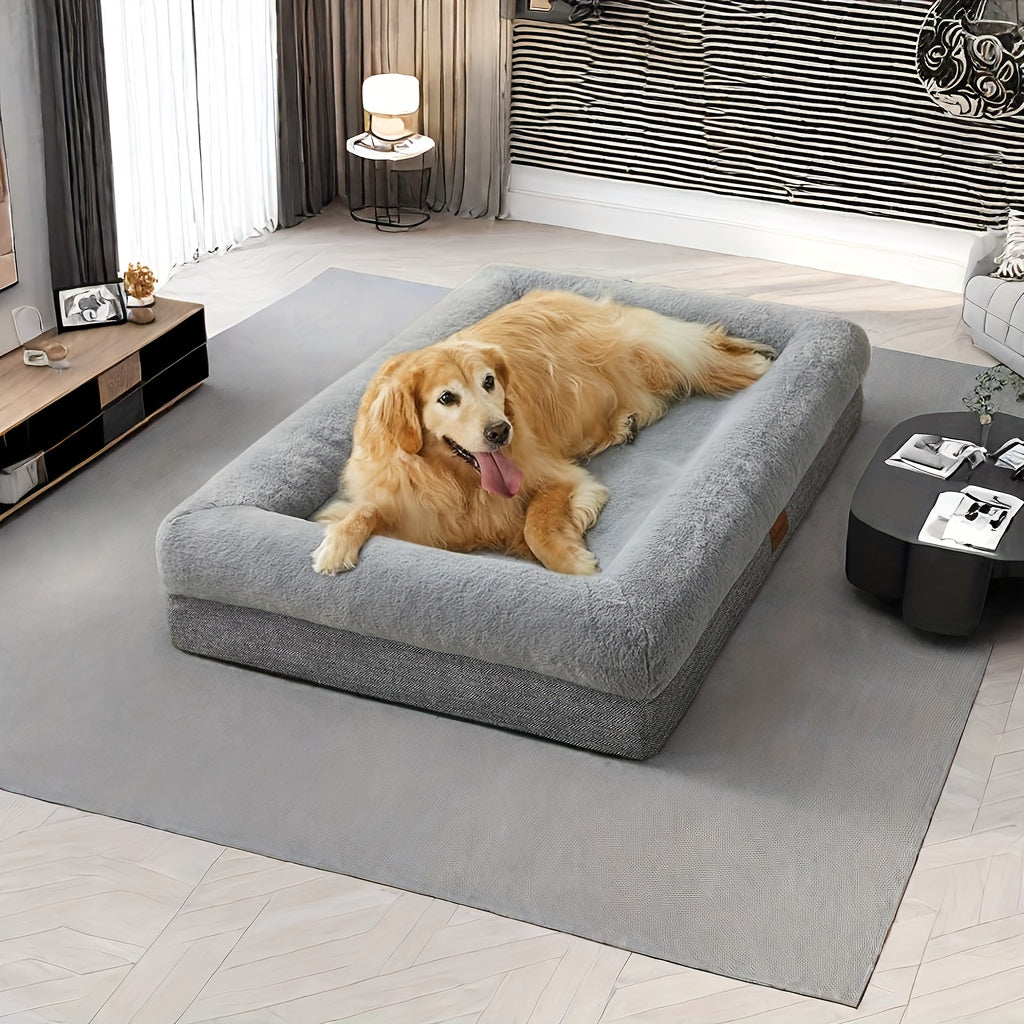 Extra Large Plush Orthopedic Dog Bed with Bolster