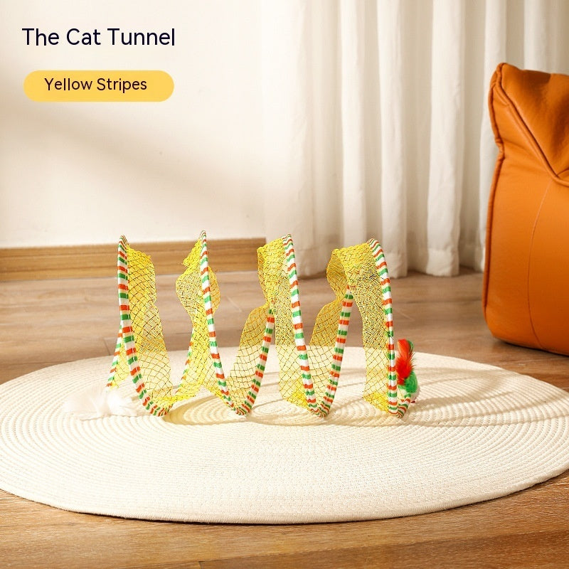 Foldable S-Type Cat Tunnel with Spring and Mouse Toy